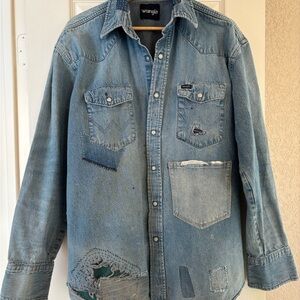 Wrangler Wabi-Sabi Kentsugi Artisanal western denim shirt RRL Kapital Style XL